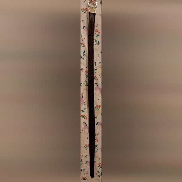 EUC Lauren Ralph Lauren Tan & Mocha Croc Reverse Boho Casual Neutral Belt 36in - Picture 6 of 6